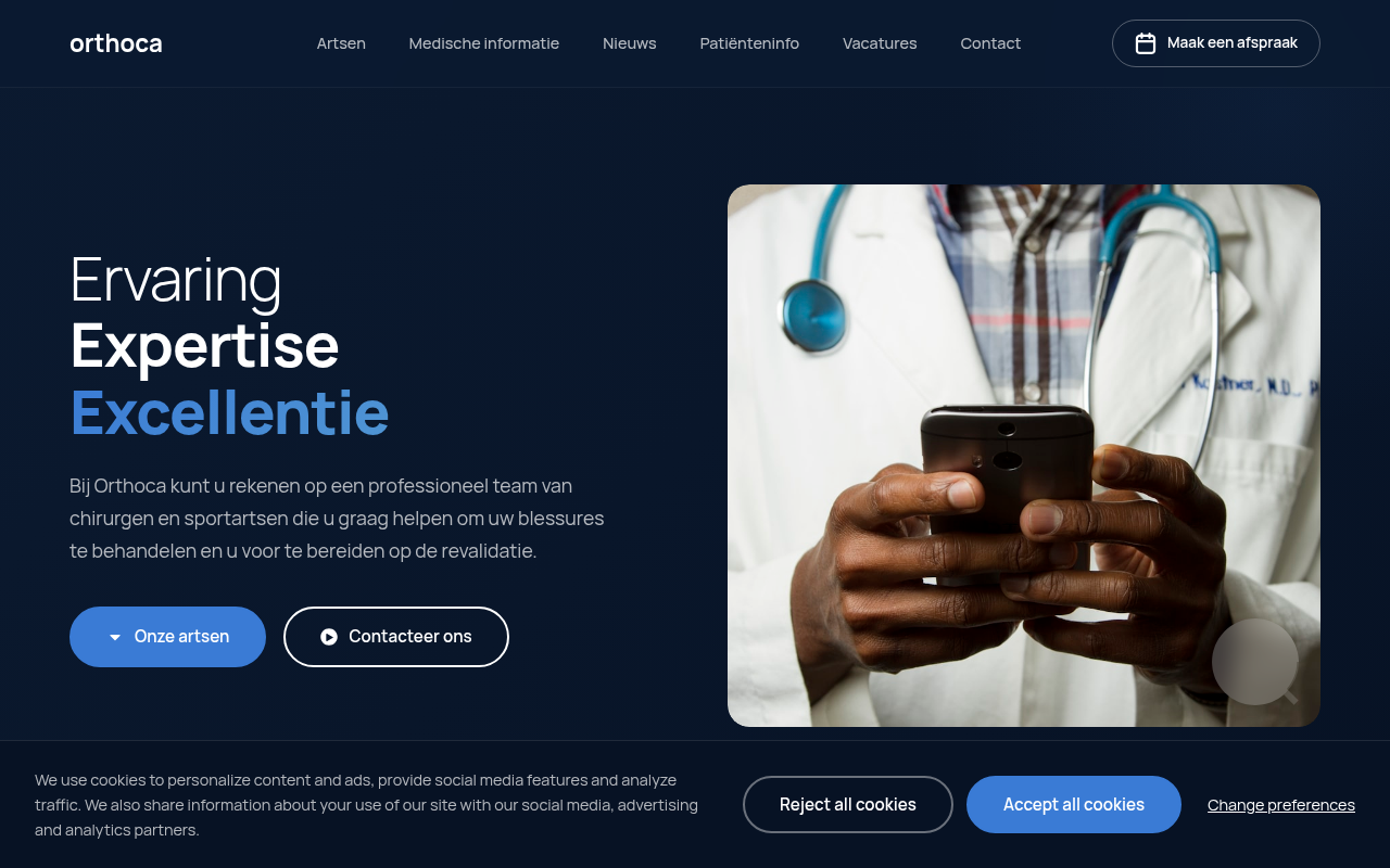 Screenshot of a generated healthcare practice website deployed by Webly